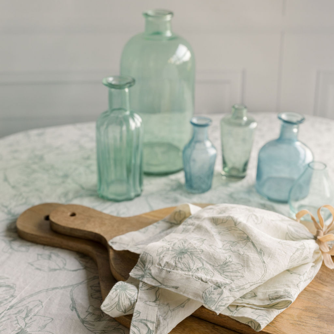Assorted Blue and Green Glass Bud Vases