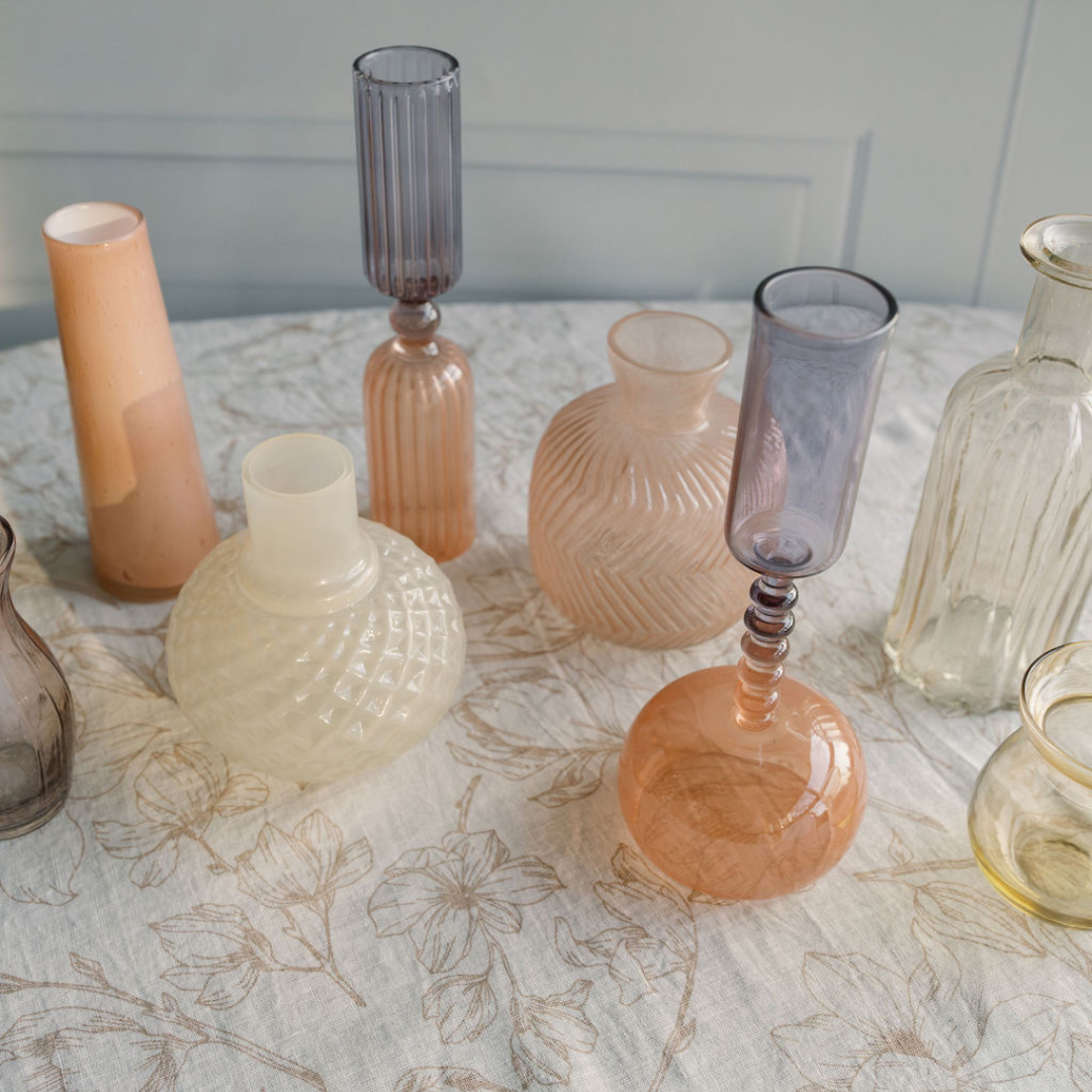 Assorted Yellow and Peach Glass Bud Vases