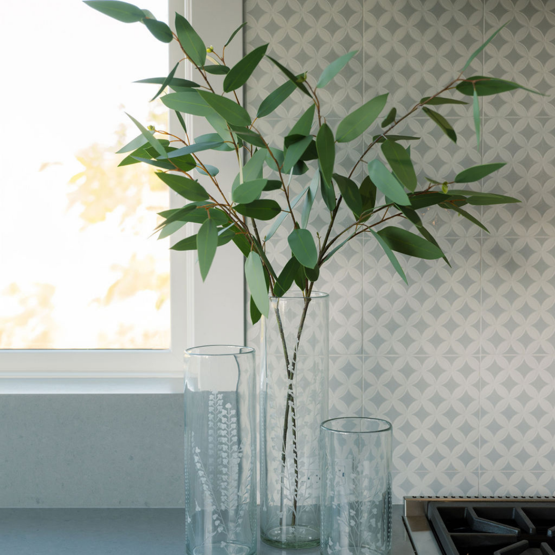 Etched Glass Tall Vases & Candleholders
