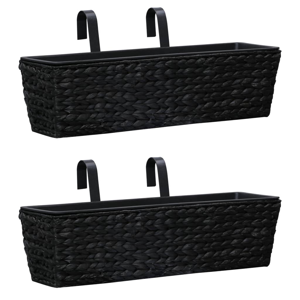 vidaXL Railing Planters Balcony Deck Planters with Inner 2 pcs Water Hyacinth-1