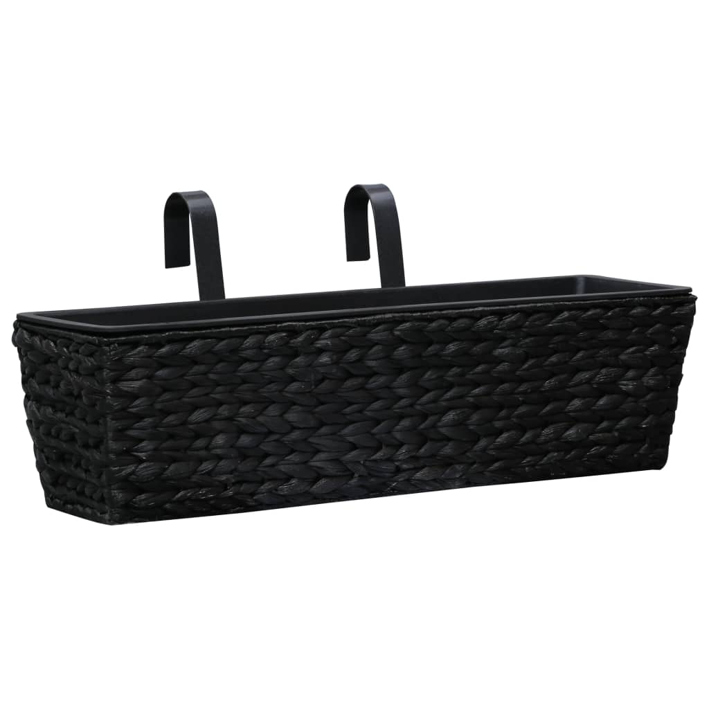 vidaXL Railing Planters Balcony Deck Planters with Inner 2 pcs Water Hyacinth-2
