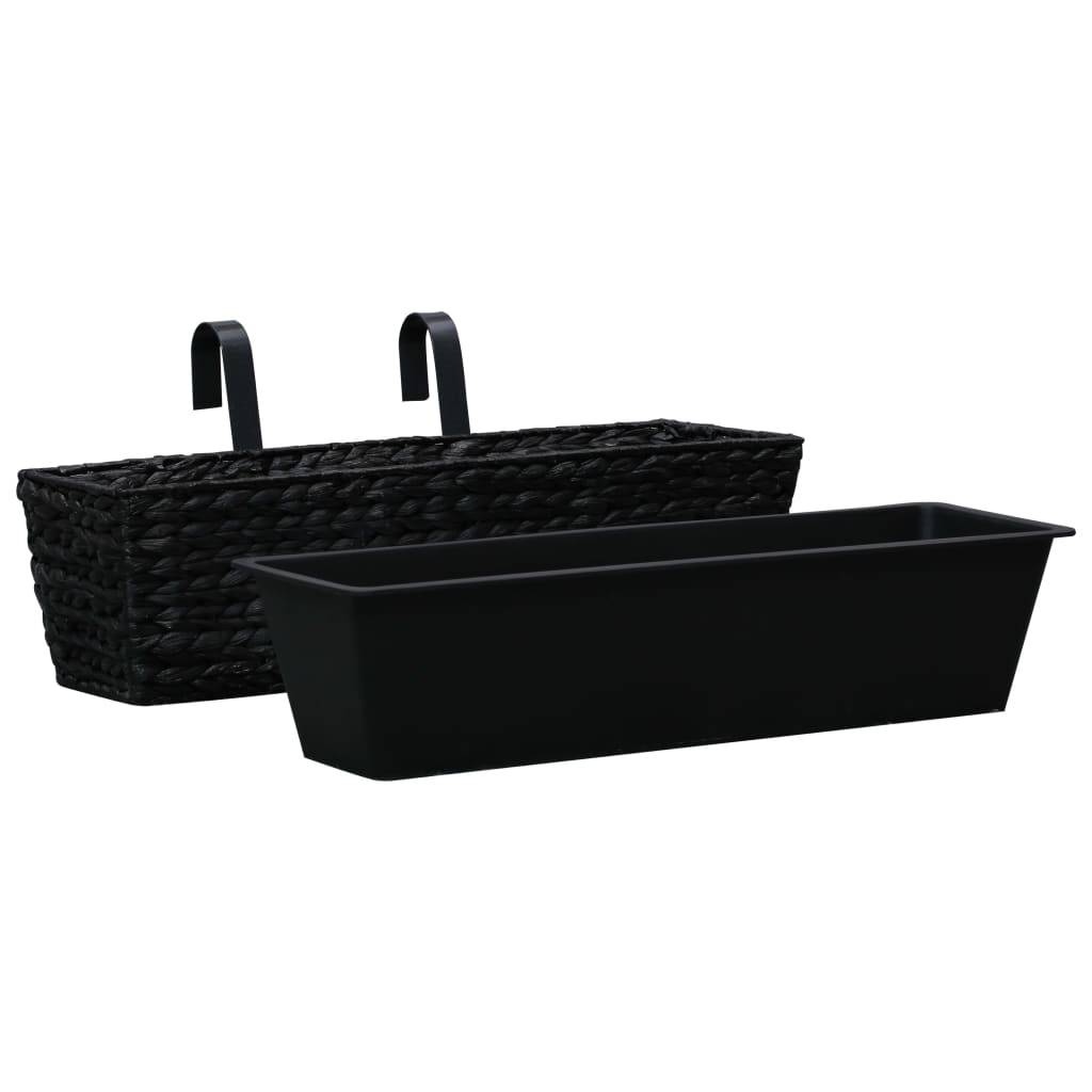 vidaXL Railing Planters Balcony Deck Planters with Inner 2 pcs Water Hyacinth-4