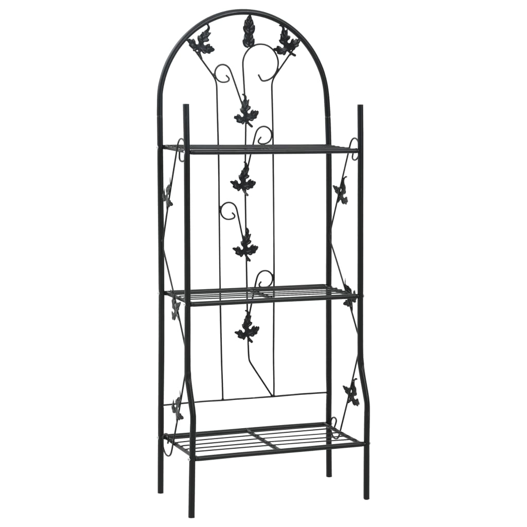 vidaXL 3-Layer Plant Rack Black 20.5"x11"x50.4" Iron-0