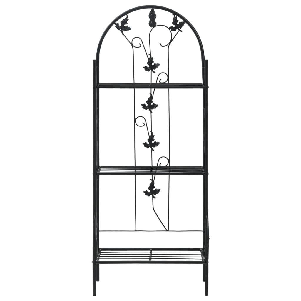 vidaXL 3-Layer Plant Rack Black 20.5"x11"x50.4" Iron-1