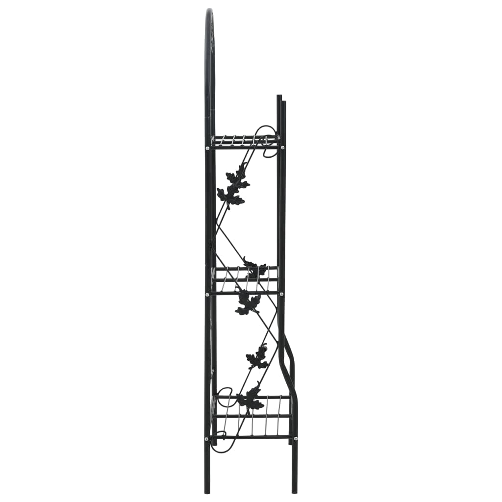 vidaXL 3-Layer Plant Rack Black 20.5"x11"x50.4" Iron-2