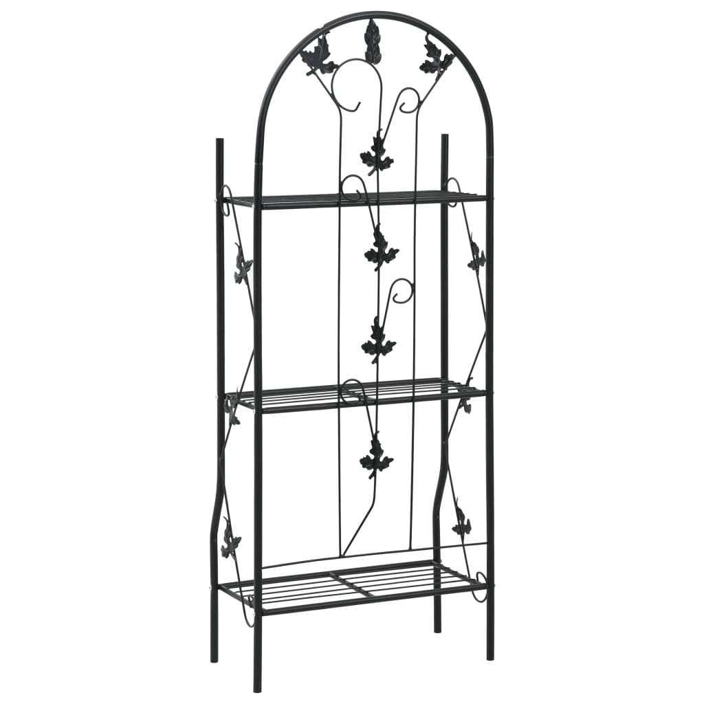 vidaXL 3-Layer Plant Rack Black 20.5"x11"x50.4" Iron-3