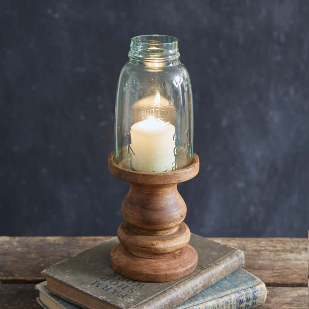 Farmhouse Candle Holder with Mason Jar