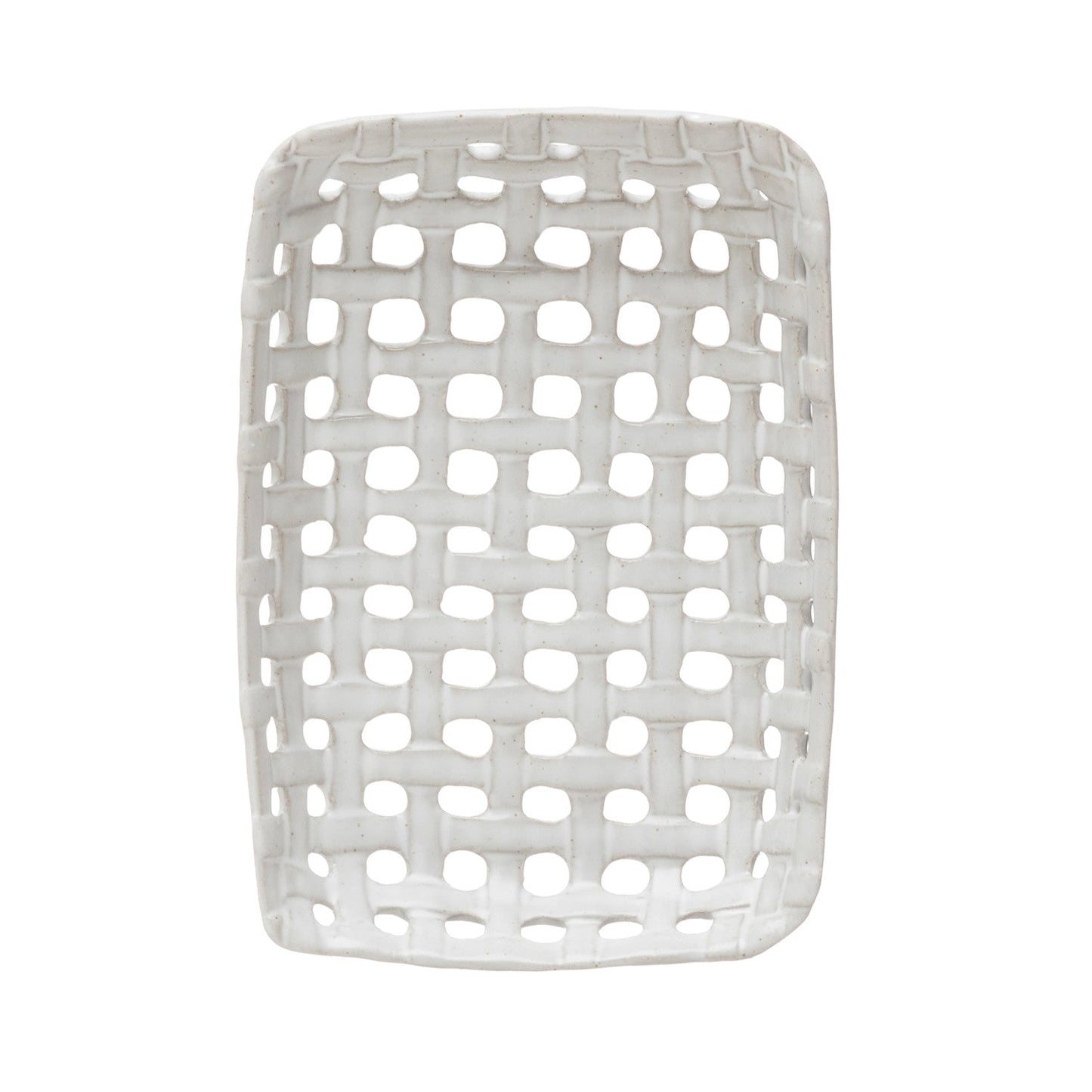 Handmade Reactive Glaze Cream Stoneware Basket Dish