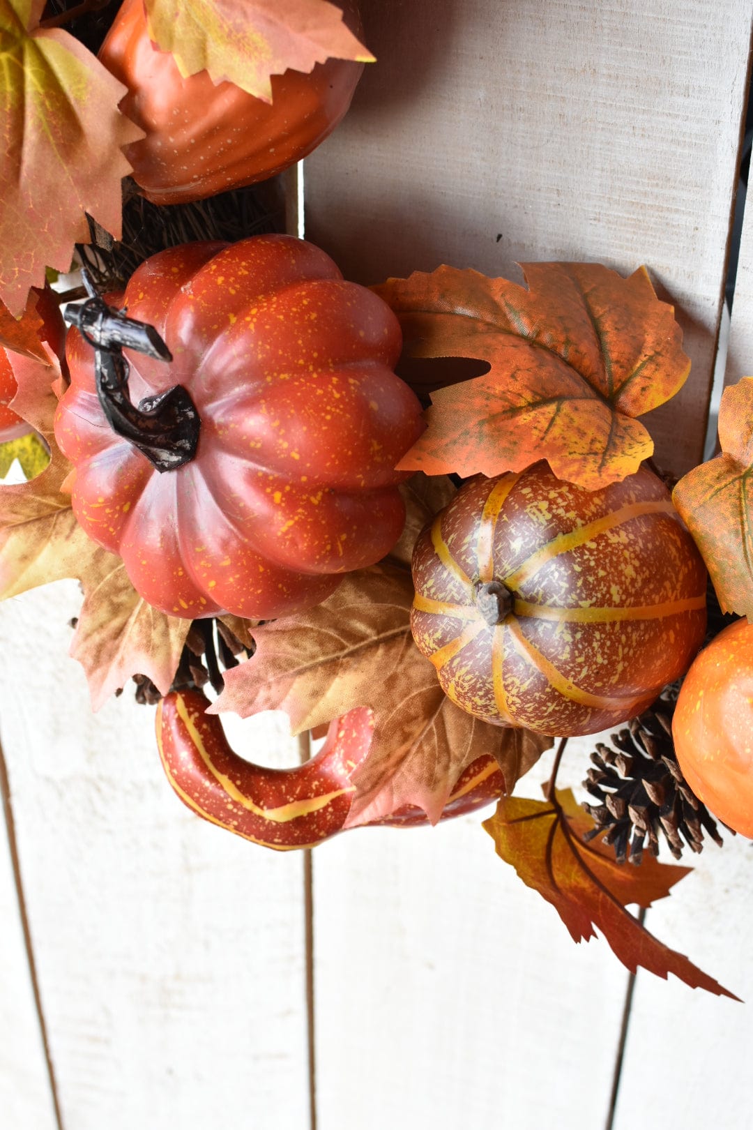 22" Faux Pumpkin + Pinecone Wreath