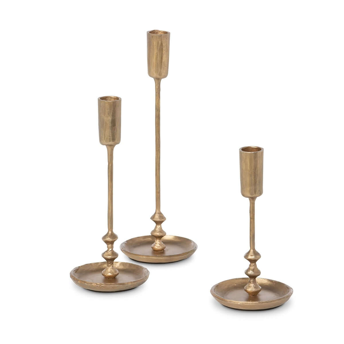 Vintage Antique Gold Iron Taper Candle Holders Set