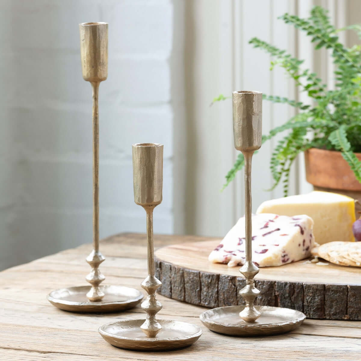 Vintage Antique Gold Iron Taper Candle Holders Set