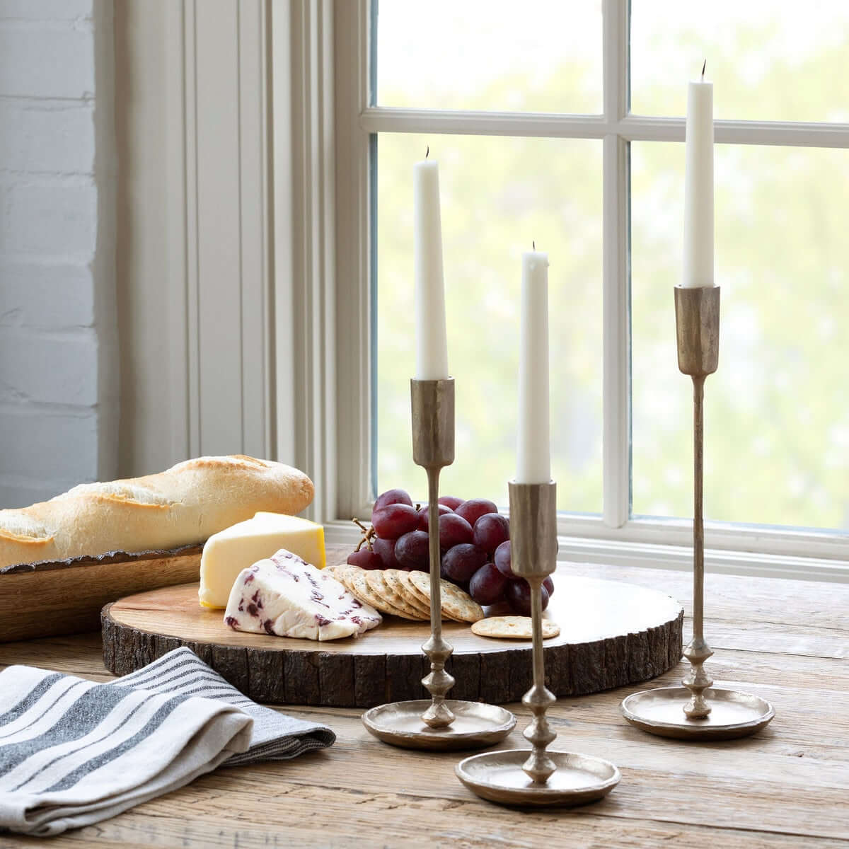 Vintage Antique Gold Iron Taper Candle Holders Set