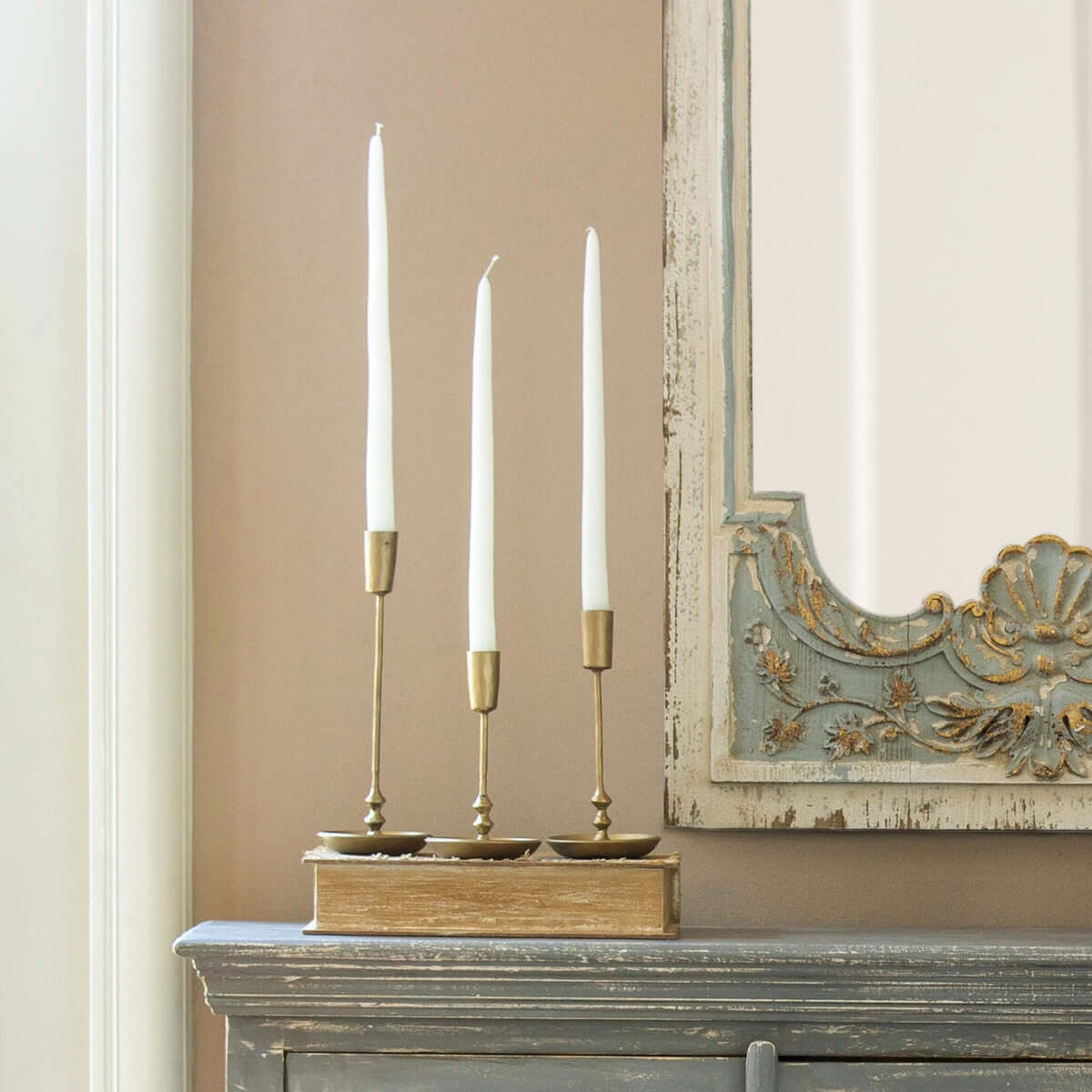 Vintage Antique Gold Iron Taper Candle Holders Set