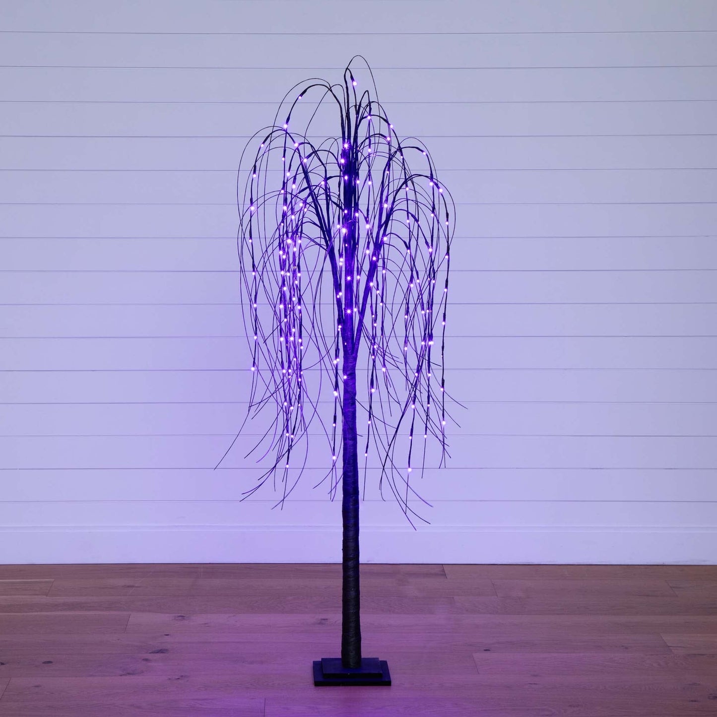 6’ Pre-Lit Halloween Black Willow Artificial Tree with 160 Orange & Purple LED Lights
