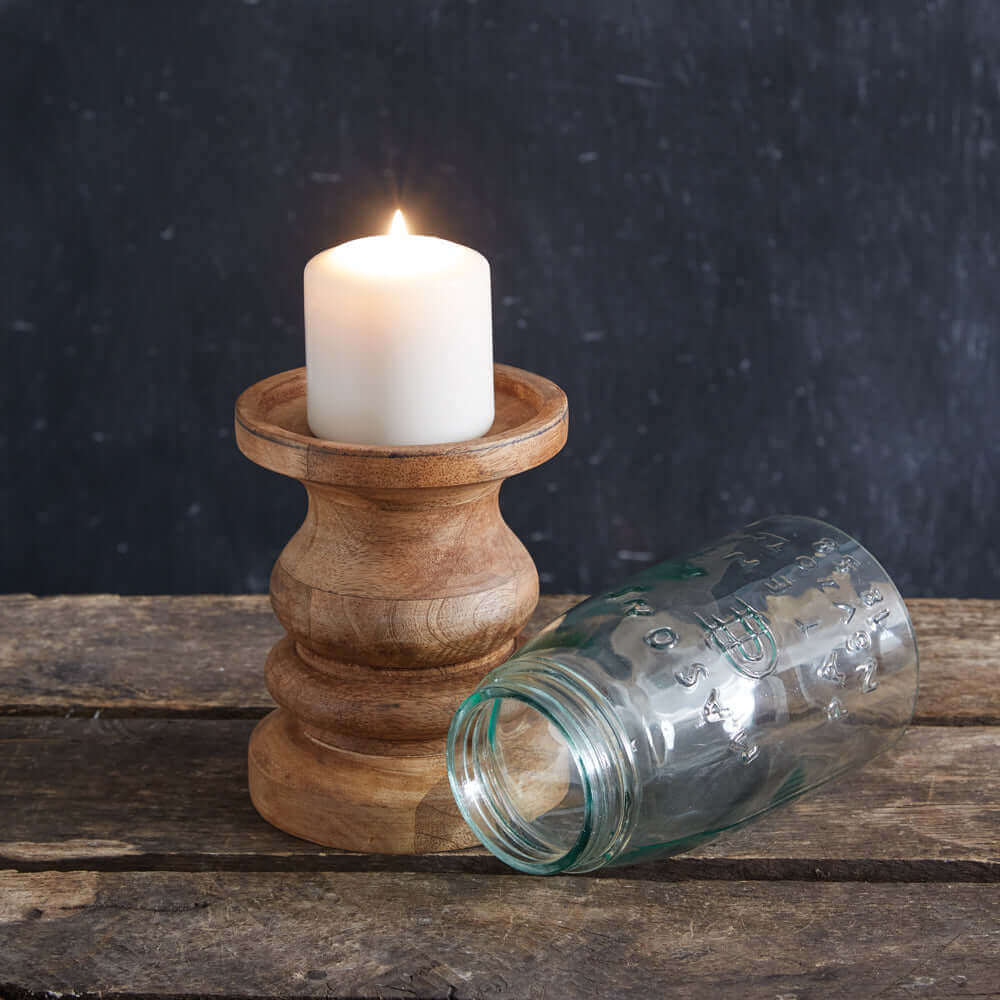 Farmhouse Candle Holder with Mason Jar