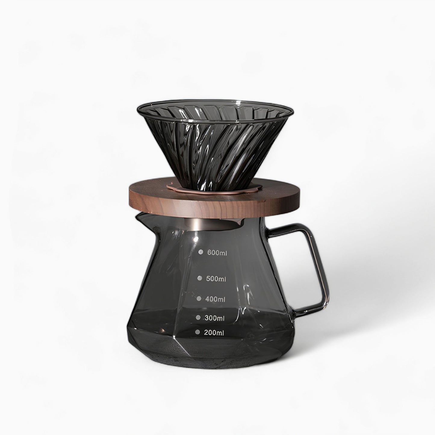 Coffee Brewing V60 Set with Walnut Wood Holder and Sharing Pot
