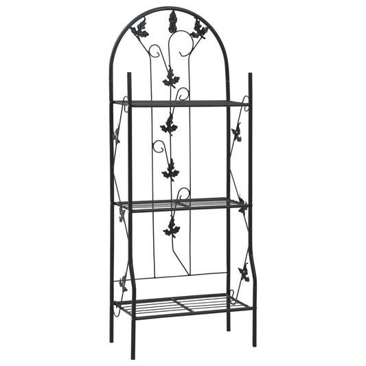 vidaXL 3-Layer Plant Rack Black 20.5"x11"x50.4" Iron-0