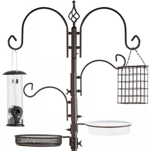 Complete Bird Feeder Set with Bronze Metal Stand Suet Water Bowl Tube and Tray-0
