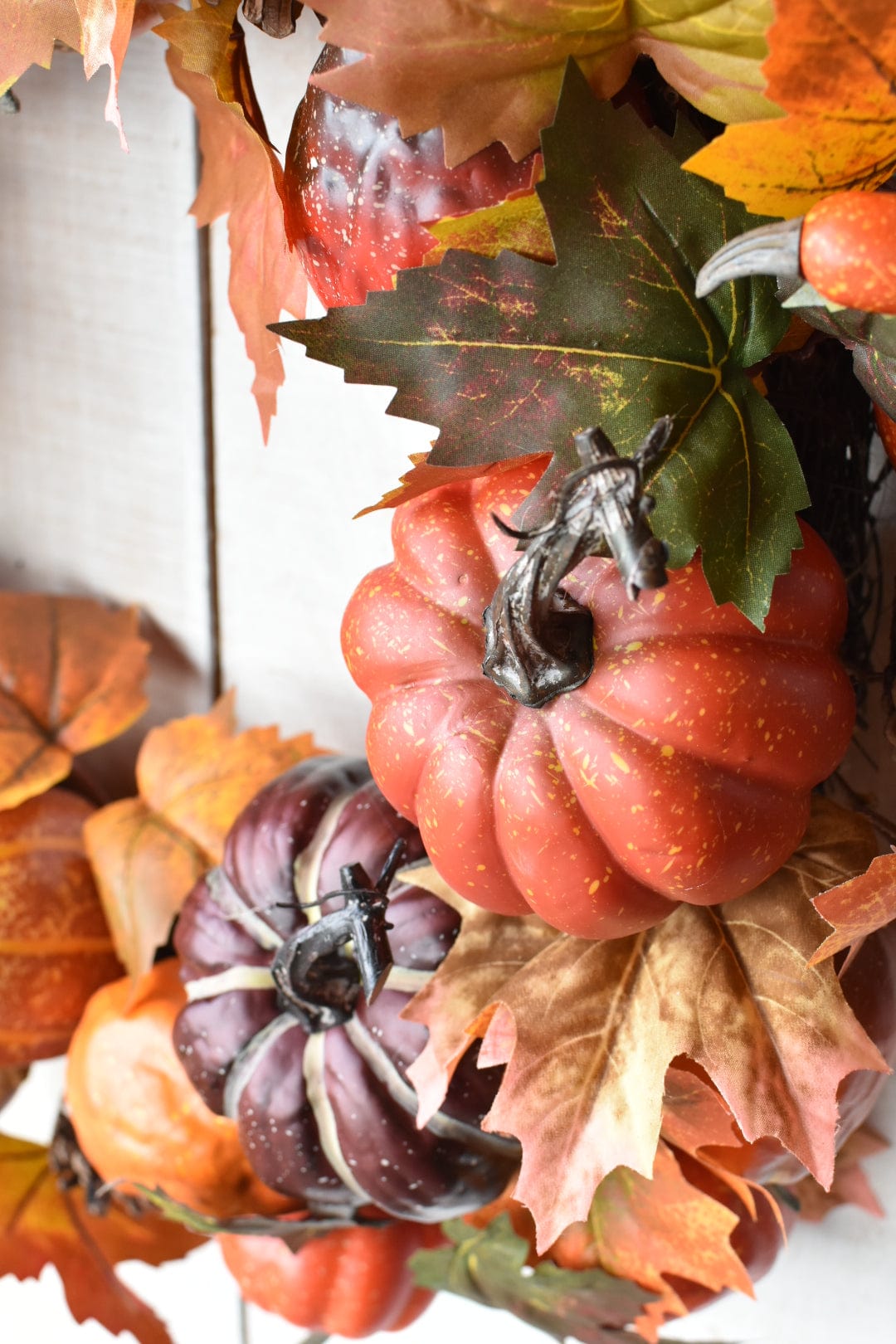 22" Faux Pumpkin + Pinecone Wreath