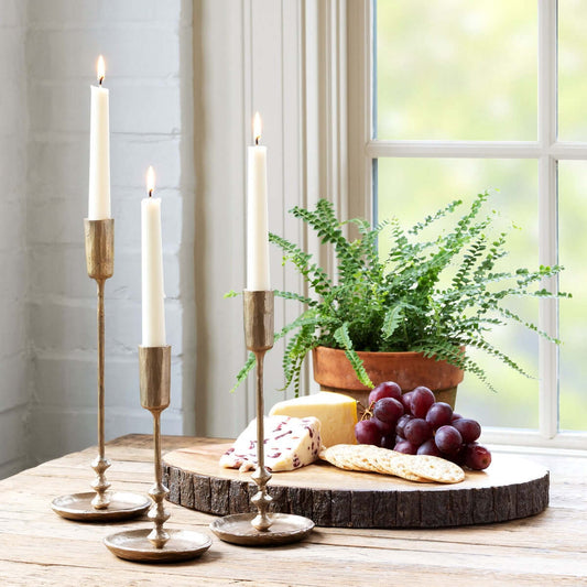 Vintage Antique Gold Iron Taper Candle Holders Set