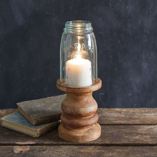 Farmhouse Candle Holder with Mason Jar